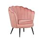 Armchair Pink Velvet Novelty Shape Metal Legs