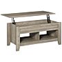 Homcom Lift Top Coffee Table W/ Hidden Storage Compartment Open Shelves Lift Tabletop Pop Up Centre Table For Living Room Oak Effect