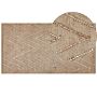 Area Rug Beige Jute Cotton 80 X 150 Cm Rectangular Geometric Pattern Handwoven