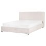 Ottoman Bed Off-white Velvet Upholstery Eu King Size 5ft3 Large Classic Headboard Storage Function Wooden Slats