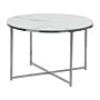 Coffee Table Round Marble Effect White Silver Base 70 Cm