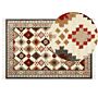 Wool Area Rug Multicolour 140 X 200 Cm Hand Woven Kilim Rug