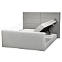 Eu King Size Divan Bed With Storage 5ft3 Light Grey Upholstery With Bonell Spring Mattress