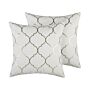 Set Of 2 Decorative Cushions White Cotton 45 X 45 Cm Quatrefoil Pattern Foil Print Moroccan Clover