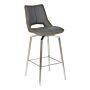 Mako Swivel Leather Effect Graphite Grey Bar Chair