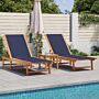 Vidaxl Sun Loungers 2 Pcs Blue Solid Wood Acacia And Textilene