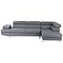 Corner Sofa Grey Fabric L-shaped Adjustable Headrests And Armrests