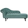 Chaise Lounge Mint Green Left Hand Velvet Buttoned