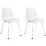 Set Of 2 Dining Chairs White Synthetic Seat White Metal Legs Minimalist Design Backrest