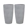 Plant Pot Grey Stone Tall Flower Planter 31 X 31 X 58 Cm Modern Minimalistic