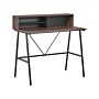 Home Office Desk Dark Wood Top 100 X 50 Cm Black Metal Frame With Shelves