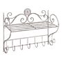 Bathroom Wall Shelf White Metal 42 X 47 Cm Distressed Effect Floating Single Shelf With Hooks Vintage Style