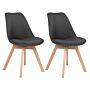 Set Of 2 Dining Chairs Dark Grey Faux Leather Sleek Wooden Legs