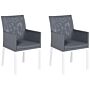 Set Of 2 Garden Chairs Grey Textilene Upholstery Aluminium White Legs Quick Dry Foam