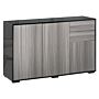 Homcom High Gloss Sideboard, Side Cabinet, Push-open Design With 2 Drawer, Light Grey And Black