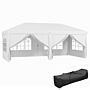 Outsunny 3 X 6 M Pop Up Gazebo With Sides And Windows, Height Adjustable Party Tent With Storage Bag, Event, White