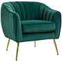 Homcom Velvet-feel Tub Armchair, With Gold Tone Legs - Green