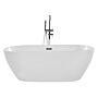 Bath White With Silver Sanitary Acrylic Single 150 X 75 Cm Freestanding Modern Beliani