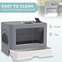 Pawhut Cat Litter Box Enclosed With Lid Front Entry Top Exit, Drawer Tray, Scoop, Brush, 48.5 X 38 X 36.5cm - Grey