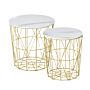 Homcom Set Of 2 Nesting Side Tables With Storage, Round End Tables Coffee Tables With Steel Frame And Removable Round Top, White