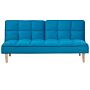 Sofa Bed Blue 3 Seater Reclining Back Quilted