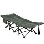 Outsunny Foldable Sun Lounger, Padded Patio Camping Bed With Maximum 170° Lying Down Angle & Carry Bag, Magazine Bag, Cup Holder, Grey