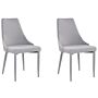 Set Of 2 Dining Chairs Grey Fabric Upholstered Seat And Legs Kitchen Chairs