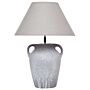 Table Lamp Grey Ceramic Base Linen Adjustable Cone Shade