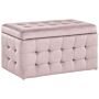 Ottoman Pink Velvet Tufted Upholstery Bedroom Bench With Storage