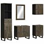 Vidaxl 5 Piece Bathroom Furniture Set Black Solid Wood Mango