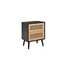 Croxley 2 Drawer Rattan Bedside Black