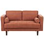 Sofa Golden Brown Fabric Upholstered 2 Seater Cushioned Thickly Padded Backrest Classic