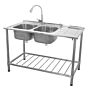 Kukoo Commercial Catering Sink Double Bowl / Right Hand Drainer