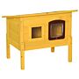 Pawhut Garden Wooden Cat House Hide Cage Outdoor Pet Play Home Water-resistant Roof Kitty Shelter Kennel W/ith Door & Window