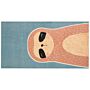 Area Rug Blue And Orange Three-toed Sloth Print 80 X 150 Cm Low Pile Runner For Children Playroom