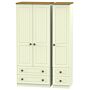 Warwick Triple 2 Drawer + Drawer Wardrobe In Cream Ash & Modern Oak