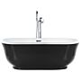 Freestanding Bath Black Sanitary Acrylic Oval Single 170 X 77 Cm