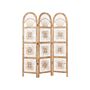 Room Divider Natural Rattan With Mahogany Frame 3 Panels Folding Decorative Wicker Screen Partition