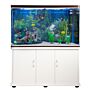 Aquarium Fish Tank &amp; Cabinet With Complete Starter Kit - White Tank &amp; White Gravel