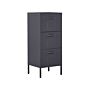 3 Drawer Storage Cabinet Black Metal Steel Home Office Unit Industrial Small Chest Of Drawers