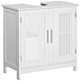 Kleankin Modern Under Sink Cabinet With 2 Doors, Bathroom Vanity Unit, Pedestal Under Sink Design, Storage Cupboard With Adjustable Shelves, White