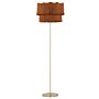 Floor Lamp Brown And Gold Linen Metal 137 Cm Base Tassels Shade