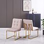 Spectra Velvet Fabric Dining Chair Beige & Gold