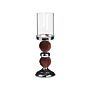 Candle Holder Silver Metal Pillar With Brown Faux Fur Glass Shade 38 Cm Accent Piece Decoration Table Centrepiece