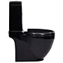 Vidaxl Wc Ceramic Toilet Bathroom Round Toilet Bottom Water Flow Black