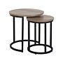 2 Piece Nest Of Tables Dark Wood Effect Mdf Metal Base Industrial Style