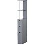 Homcom Tall Bathroom Cabinet, Freestanding Bathroom Storage Cabinet With 2-tier Shelf And Drawers, Narrow Cupboard Storage Unit, Grey