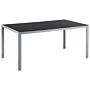 Garden Dining Table Black Tempered Glass Top Grey Aluminium Frame 160 X 90 Cm