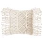 Decorative Cushion Beige Cotton Macramé 40 X 45 Cm With Tassels Rope