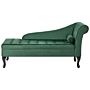 Right Hand Chaise Lounge Dark Green Velvet Upholstery Black Legs Storage Compartment Tufted Seat Bolster Cushion Glam Retro Design Beliani